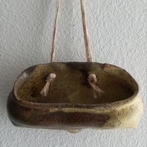 Vintage Ceramic Wall Pocket- Yellow and Brown